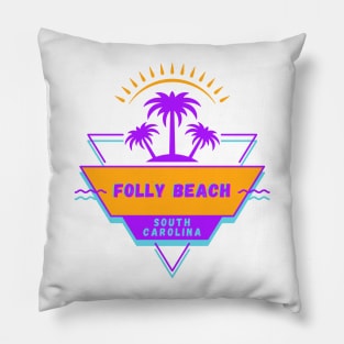 Folly Beach South Carolina Vibes 80's Pillow