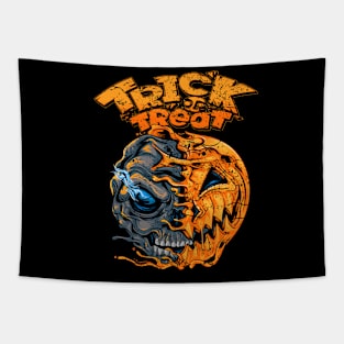 Trick or Treat Zombie Pumpkin Skull Tapestry