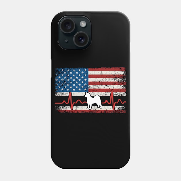 Funny Akita American Flag Heartbeat Dog Lover Gift 4th Of July Phone Case by huytho2