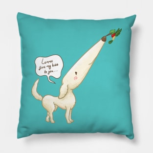 Borzoi Dog the Long Nosed Give a Kiss to a Hummingbird Pillow