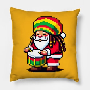 8-Bit Reggae Santa - Tropical Christmas Drums Pillow