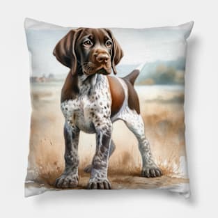 Watercolor German Shorthaired Pointer Puppies - Cute Puppy Pillow