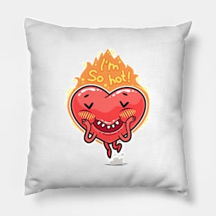 Cute Heart in Flames I'm so hot Valentines Day Gift Pillow