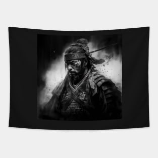 Charcoal Drawing of a japanese samurai Tapestry