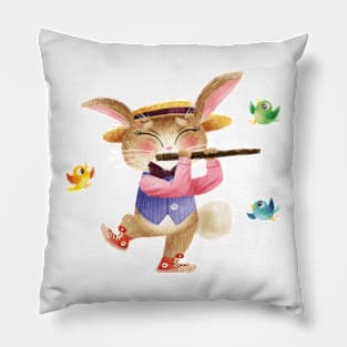 Flute playing rabbit Pillow