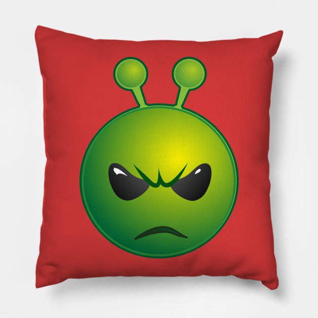 Funny Alien Monster ET Extraterrestrial Martian Green Man Emoji for Women, Men and Kids 17 Pillow by PatrioTEEism