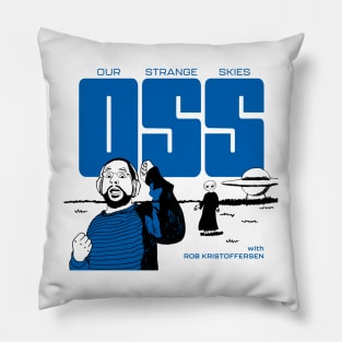 Our Strange Skies Flying Saucer Review Tribute Logo Pillow