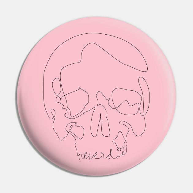 One Line Skull Pin by huebucket