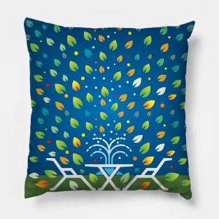 Home Garden Relaxing Chairs Trees and Fountains Pillow