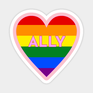 Ally Pride Flag Heart Magnet