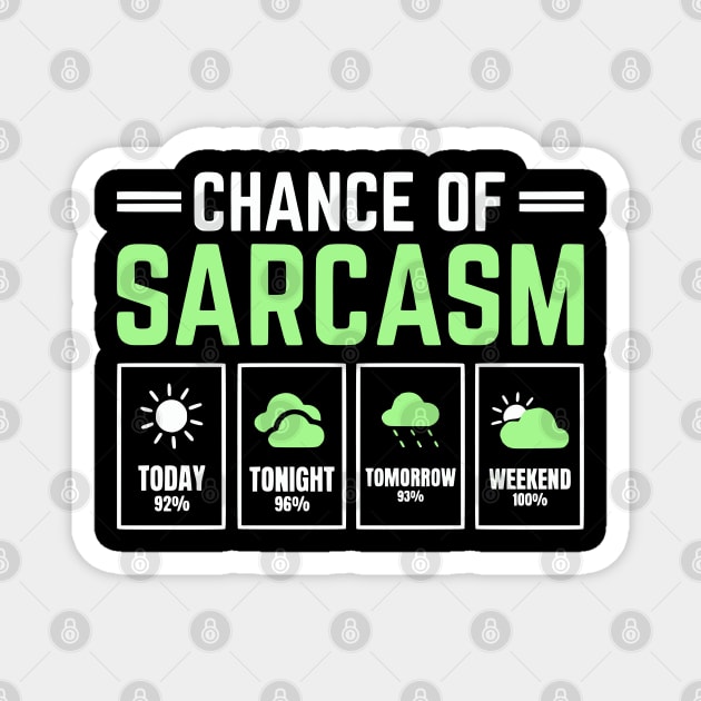 Chance of Sarcasm Forecast Funny Weather Humor Quote Magnet by UrbanLifeApparel
