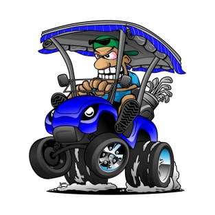 Funny Golf Cart Hotrod Golf Car Popping a Wheelie Cartoon T-Shirt