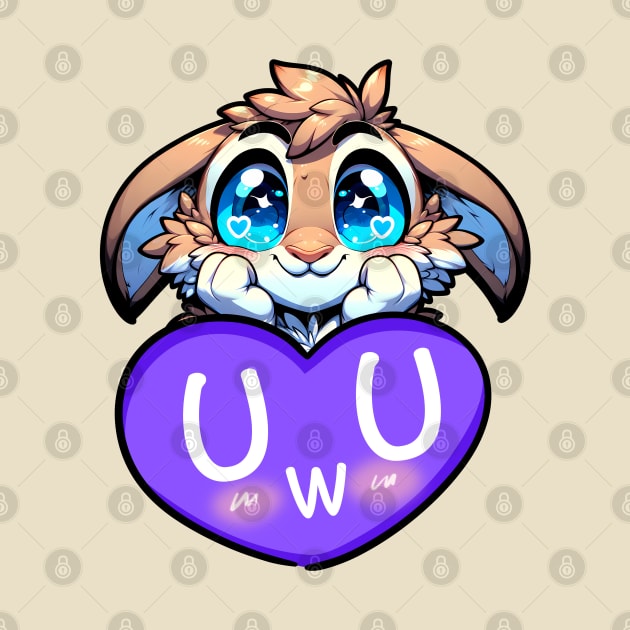 Blushing UwU Furry Anthro Bunny Heart by Blue Bull Bazaar