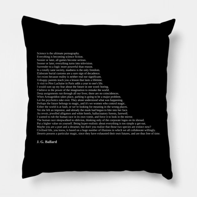 J. G. Ballard Quotes Pillow by qqqueiru