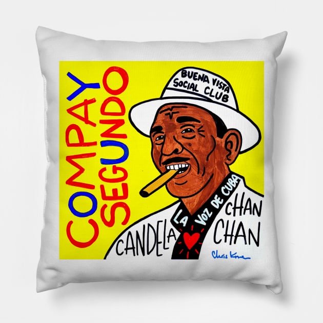 Compay Segundo pop folk art Pillow by krusefolkart