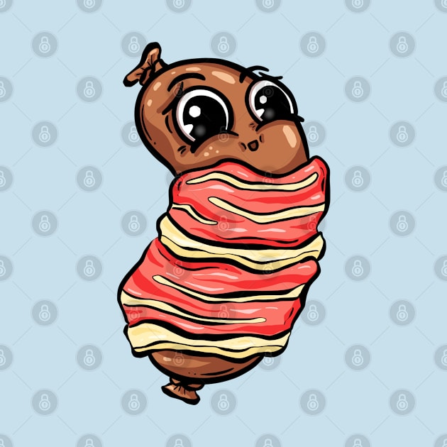 Pig in Blanket Bacon Sausage Cartoon Character by Squeeb Creative