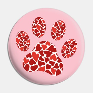 Paw print with hearts Pin