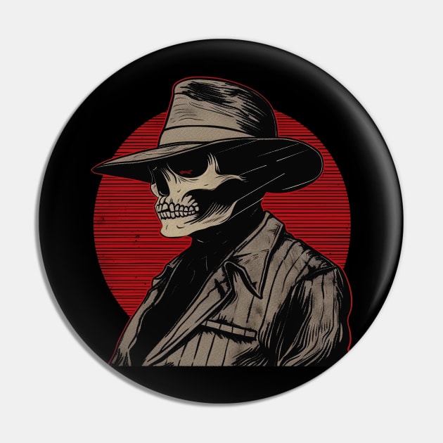 Pachuco Zoot Suit Skull Pin by TacoTruckShop