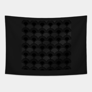 Black Art Deco Ginkgo Pattern Tapestry