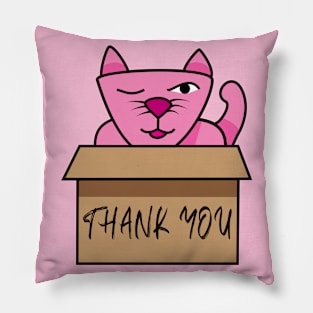 Thank you from a pink cute cat Pillow