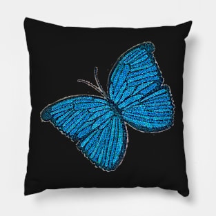 Blue Butterfly in bedazzled Pillow