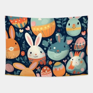 Hop into Easter with a Cool and Colorful Bunny and Egg Pattern Tapestry