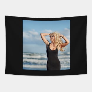 Sexy woman on the sea shore Tapestry