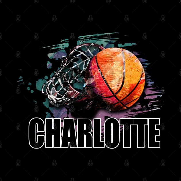 Retro Pattern Charlotte Basketball Classic Style by Irwin Bradtke