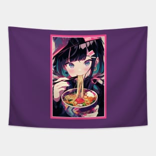 Cute Anime Girl |  Ramen Noodles | Hentaii Chibi Kawaii Design Tapestry