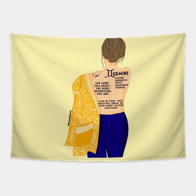 Gemini zodiac Tapestry by Bluntdigiarts