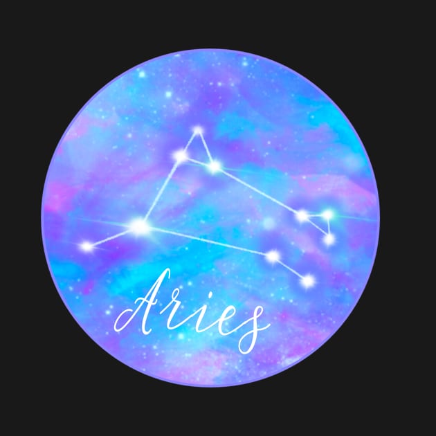 Aries zodiac sign. Aries constellation on galaxy sky by Orangerinka