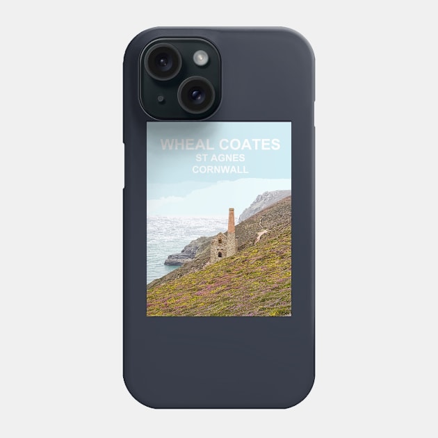 Wheal Coates St Agnes Cornwall. Cornish gift. Travel poster Phone Case by BarbaraGlebska