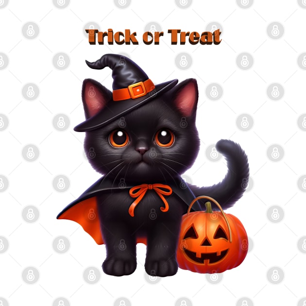 Trick or Treat Black Kitten by jillnightingale