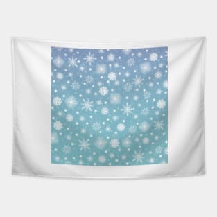 White Snowflakes Blue Design Tapestry