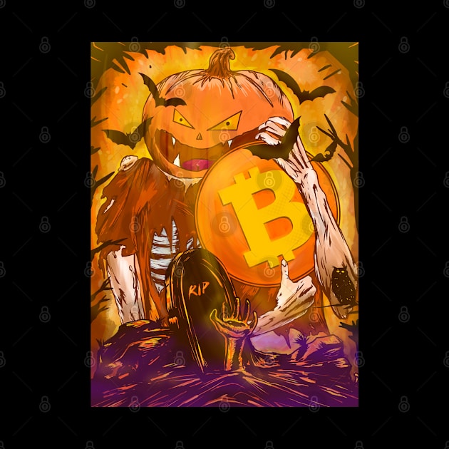 pumpkin king with bitcoin by pleasuretshirt