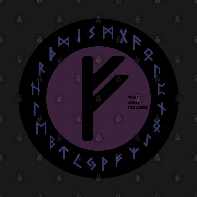 Purple Fehu Elder Futhark | Viking Rune Symbol by DepicSpirit