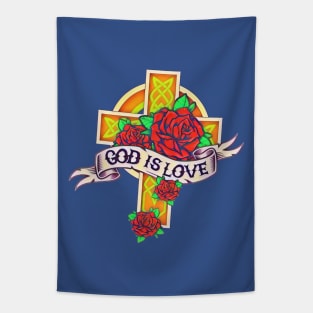 God is Love - Old School Tattoo Tapestry