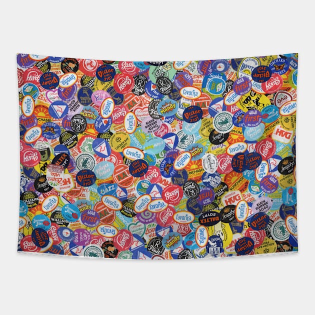 Fruit Sticker Montage Pattern Tapestry by seanfleming