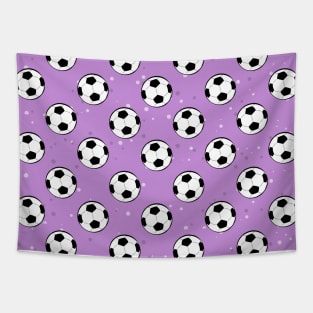 Football / Soccer Balls - Seamless Pattern on Purple Background Tapestry