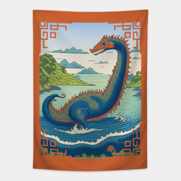 Loch Ness Monster Illustration Tapestry by ARTIZIT