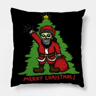 Santa Claus Skull Skeleton Pillow