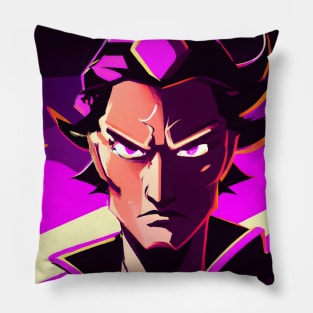 Anime samurai, vaporwave art Pillow