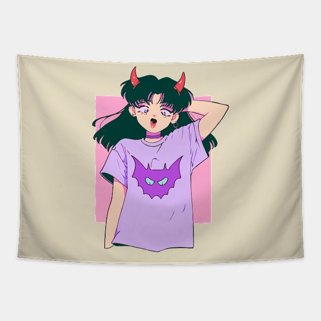 Cute Anime Demon Girl Tapestry by DragonDream