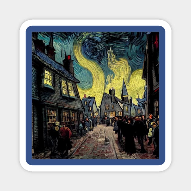 Starry Night in Diagon Alley Magnet by Grassroots Green