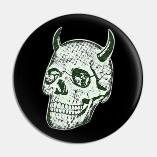 Horned Skull In Green Pin