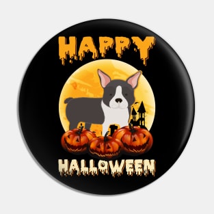 Boston Terrier Dog Scary Pumpkin Halloween Costume Pin