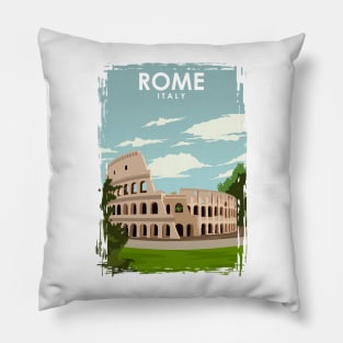 Rome Italy Travel Poster Pillow