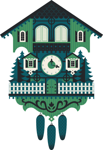 Cuckoo Clock Kids T-Shirt by Lucie Rice Illustration and Design, LLC