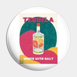 Tequila Retro Poster Shots with Salt Bar Prints, Vintage Drinks, Recipe, Wall Art Pin