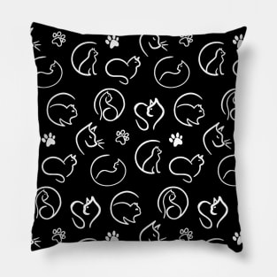 black and white cat pattern seamless background wallpaper Pillow